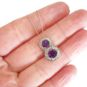 Double Amethyst and Diamond Halo pendant