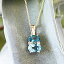 Double Oval Topaz and London Blue Topaz Pendant with Diamond Highlight
