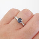 Double Claw Blue Sapphire Diamond Band Ring