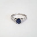 Double Claw Blue Sapphire Diamond Band Ring