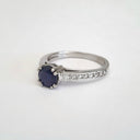 Double Claw Blue Sapphire Diamond Band Ring
