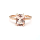 Double Claw Cushion Cut Morganite Rose Gold Ring