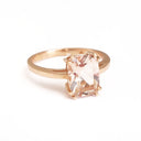 Double Claw Cushion Cut Morganite Rose Gold Ring