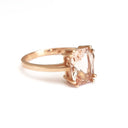 Double Claw Cushion Cut Morganite Rose Gold Ring