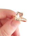 Double Claw Cushion Cut Morganite Rose Gold Ring