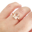 Double Claw Cushion Cut Morganite Rose Gold Ring
