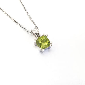 Double Claw Cushion Cut Peridot Pendant