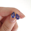Double Claw Pear Cut Tanzanite Rose Gold Studs
