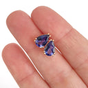 Double Claw Pear Cut Tanzanite Rose Gold Studs