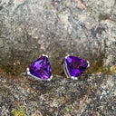 Double Claw Trilliant Cut Amethyst Studs