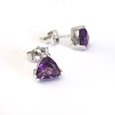 Double Claw Trilliant Cut Amethyst Studs