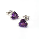 Double Claw Trilliant Cut Amethyst Studs