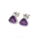 Double Claw Trilliant Cut Amethyst Studs