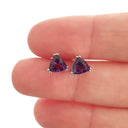 Double Claw Trilliant Cut Amethyst Studs