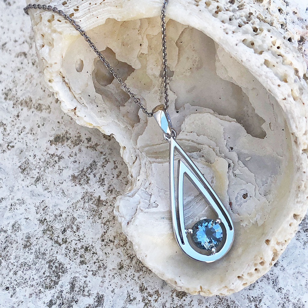 Aquamarine and Diamond Accent Pendant