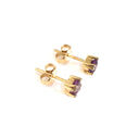 Double Four Claw Yellow Gold Cushion Amethyst Studs