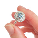 Double Halo Diamond Ring set with Aquamarine