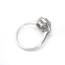 Double Halo Diamond Ring set with Aquamarine