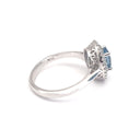 Double Halo Oval Cut Aquamarine and Diamond Ring