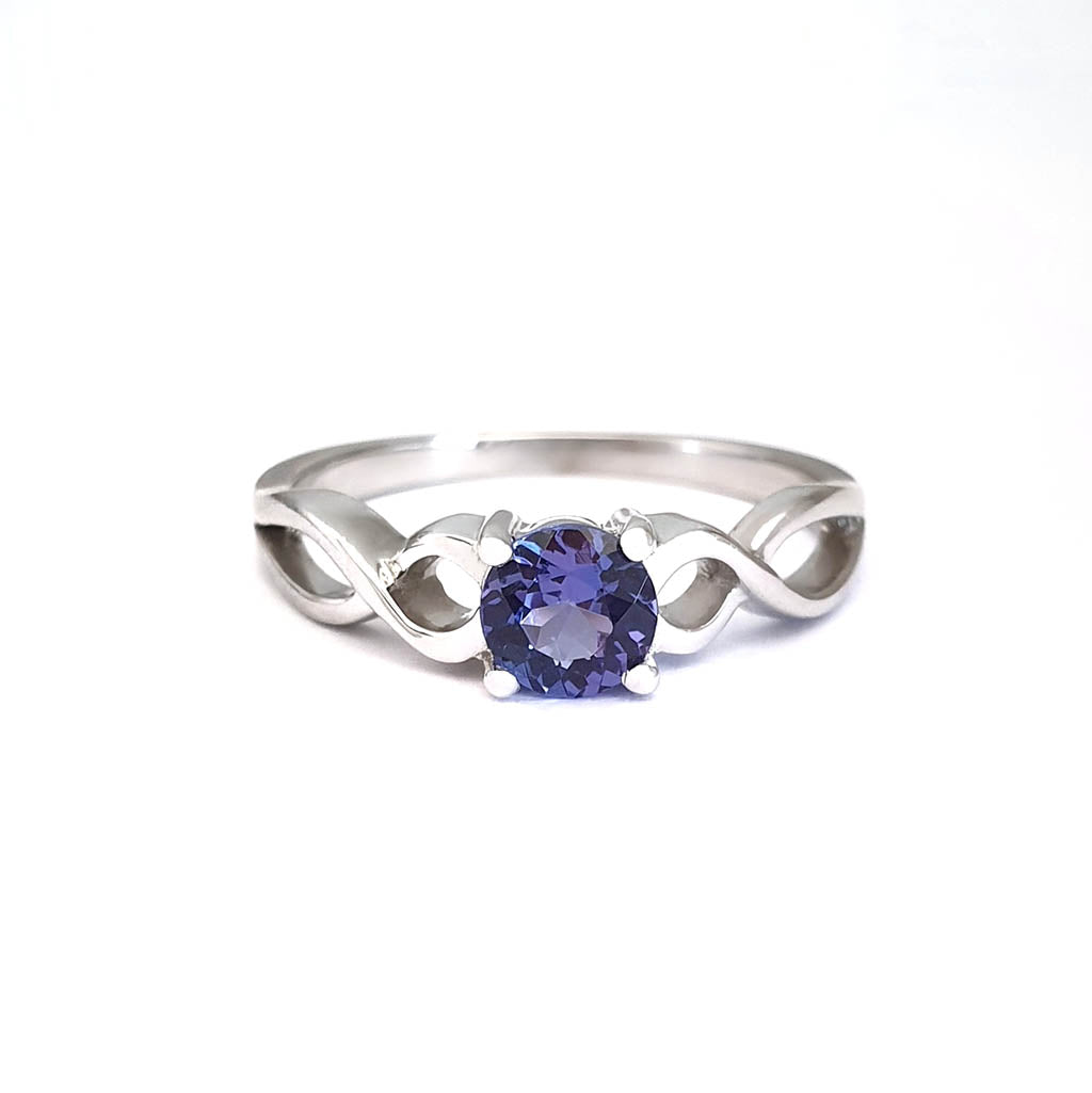 Double Infinity Shoulder Tanzanite Ring