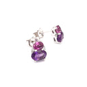 Double Oval Amethyst and Rhodolite Earrings with Diamond Highlights