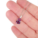 Double Oval Amethyst and Rhodolite Pendant with Diamond Highlight