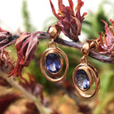 Double Oval Bezel Tanzanite Drop Rose Gold Earrings