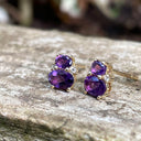 Double Oval Cut Amethyst and accent Diamond Studs