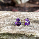 Double Oval Cut Amethyst and accent Diamond Studs