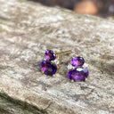 Double Oval Cut Amethyst and accent Diamond Studs