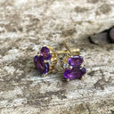 Double Oval Cut Amethyst and accent Diamond Studs