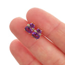 Double Oval Cut Amethyst and accent Diamond Studs