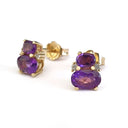 Double Oval Cut Amethyst and accent Diamond Studs