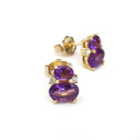 Double Oval Cut Amethyst and accent Diamond Studs