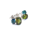 Double Oval Cut Blue Green and Green Tourmaline Earrings