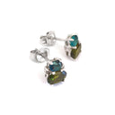 Double Oval Cut Blue Green and Green Tourmaline Earrings
