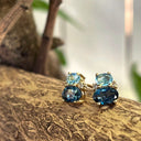 Double Oval Cut London Blue and Blue Topaz Earrings