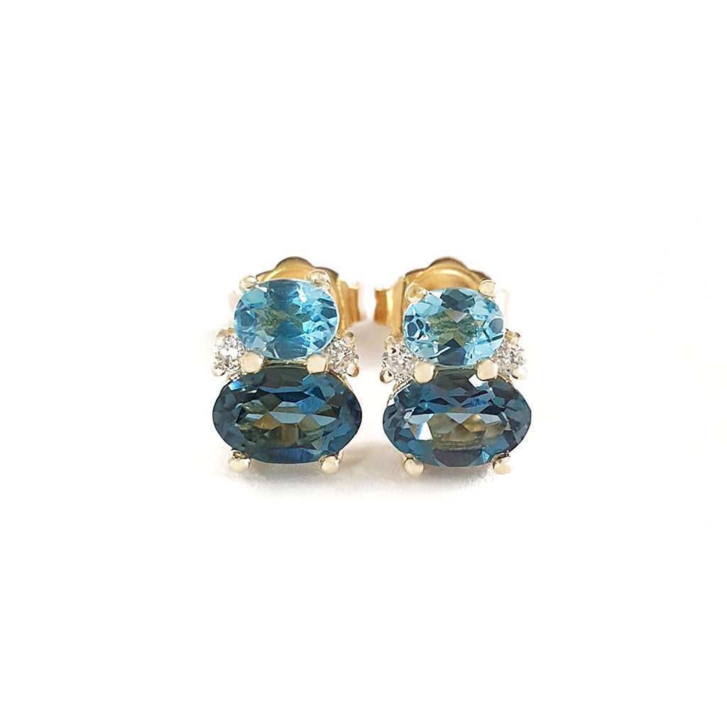 Double Oval Cut London Blue and Blue Topaz Earrings