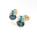 Double Oval Cut London Blue and Blue Topaz Earrings