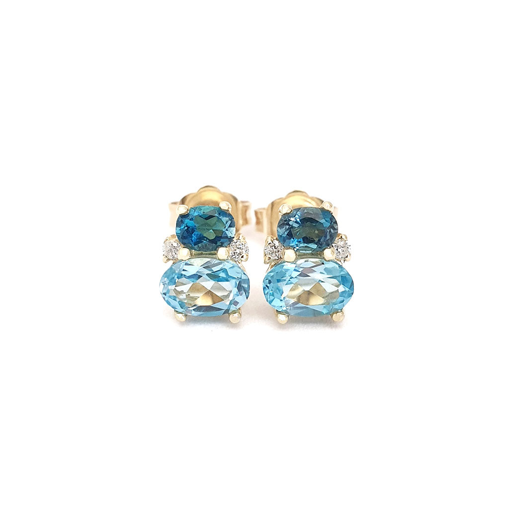 Double Oval London Blue and Blue Topaz and Dia