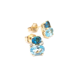 Double Oval London Blue and Blue Topaz and Dia