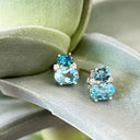 Double Oval London Blue and Blue Topaz and Diamond Earrings