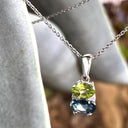 Double Oval Peridot London Blue Pendant Diamond Highlight