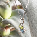 Double Oval Peridot London Blue Pendant Diamond Highlight