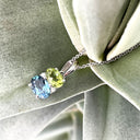 Double Oval Peridot London Blue Pendant Diamond Highlight