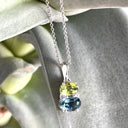 Double Oval Peridot London Blue Pendant Diamond Highlight