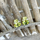 Double Oval Peridot and Double Diamond Highlight Studs