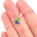 Double Oval Peridot and London Blue Topaz Pendant with Diamond Highlight Pendant
