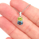 Double Oval Peridot and London Blue Topaz Pendant with Diamond Highlight Pendant