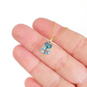 Double Oval Topaz and London Blue Topaz Pendant with Diamon
